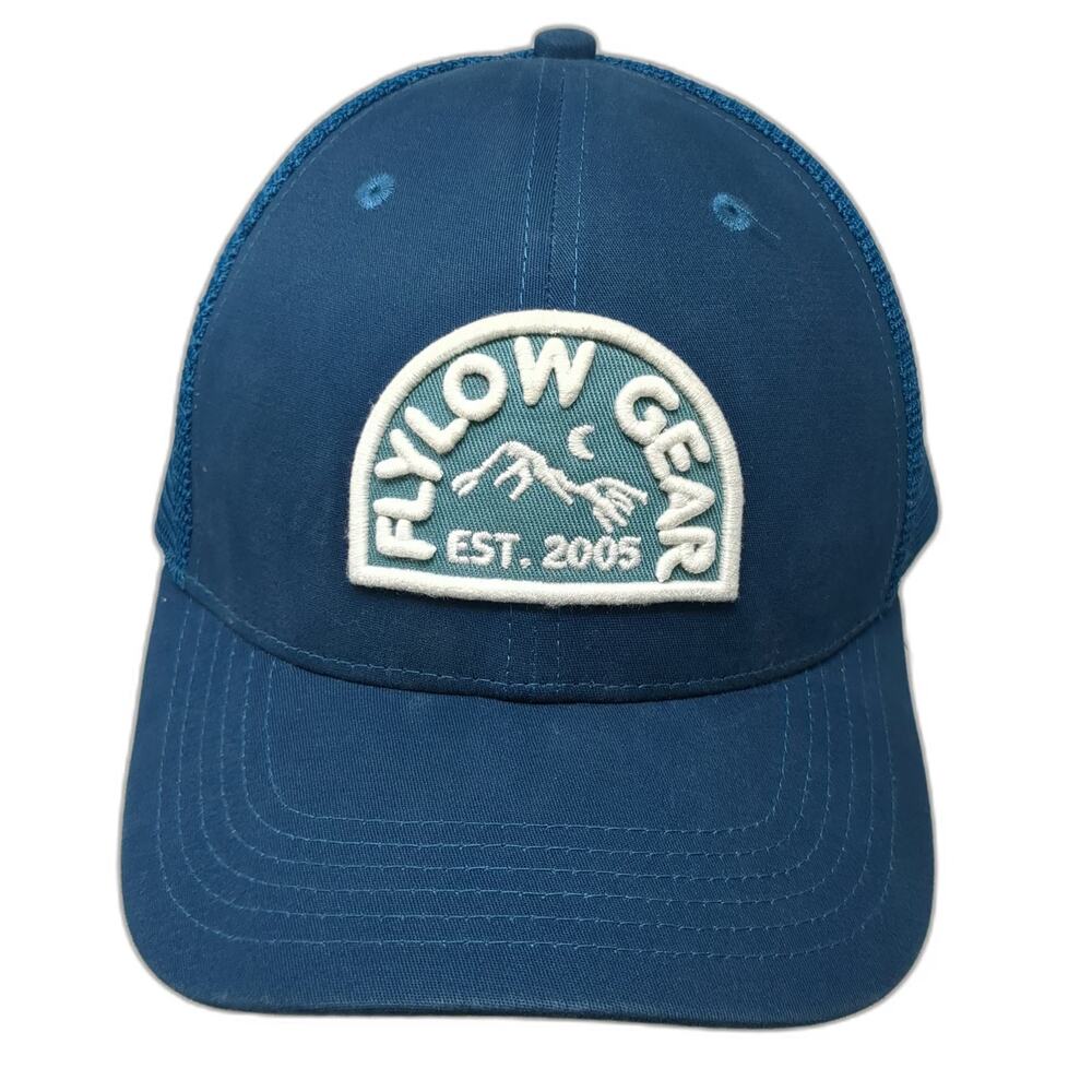 Flylow Gear Trucker Hat Blue One Size Snapback Mesh Mountain Patch Outdoor